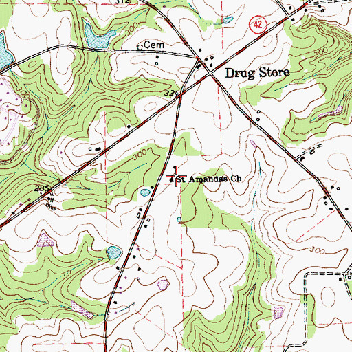 Topographic Map of Saint Amandas Church, NC