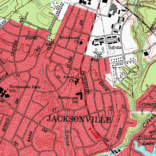 Topographic Map of Saint Ames Church, NC