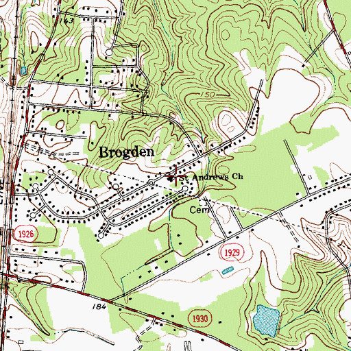 Topographic Map of Saint Andrews Church, NC