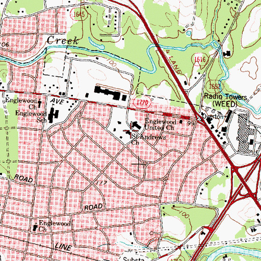 Topographic Map of Saint Andrews Church, NC