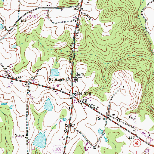 Topographic Map of Saint Anna Church, NC
