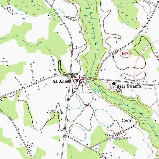 Topographic Map of Saint Annah Church, NC