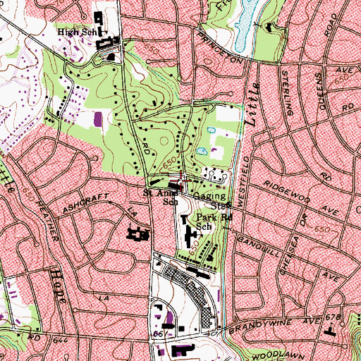 Topographic Map of Saint Ann's Catholic School, NC