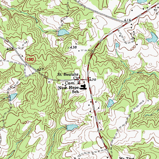 Topographic Map of Saint Beulahs Church, NC
