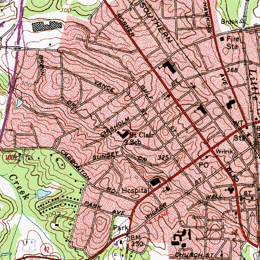 Topographic Map of Saint Clair School, NC