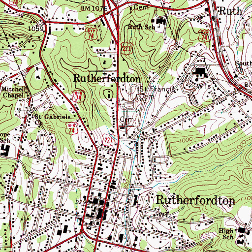 Topographic Map of Saint Francis Episcopal Church Cemetery, NC