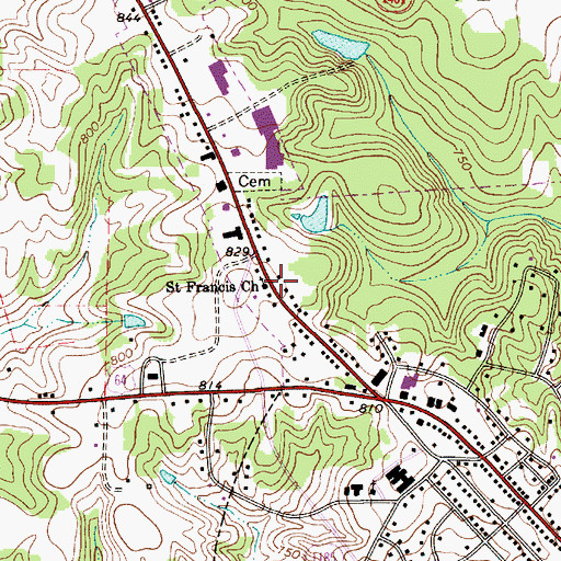 Topographic Map of Saint Francis Church, NC