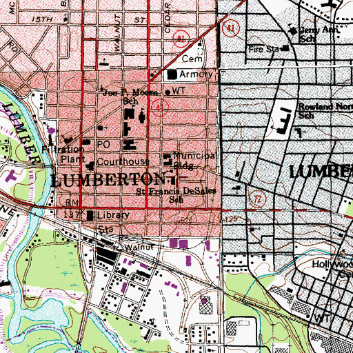 Topographic Map of Saint Francis DeSales School, NC