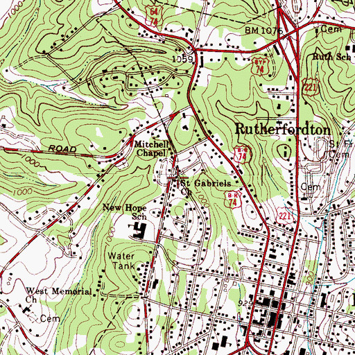 Topographic Map of Saint Gabriels Church, NC