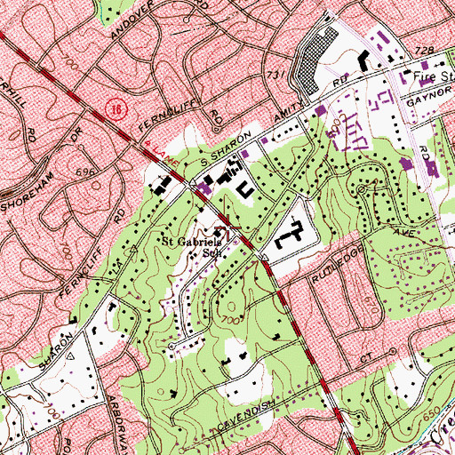 Topographic Map of Saint Gabriel's Catholic School, NC