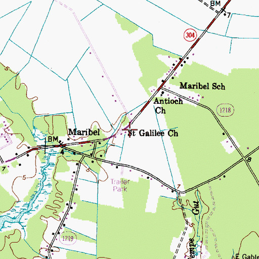 Topographic Map of Saint Galilee Church, NC