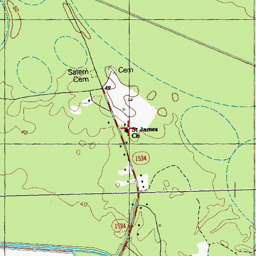 Topographic Map of Saint James Church, NC