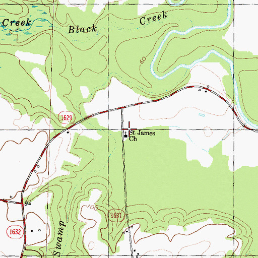 Topographic Map of Saint James Church, NC