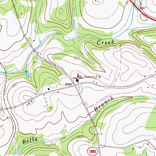 Topographic Map of Saint James Church, NC