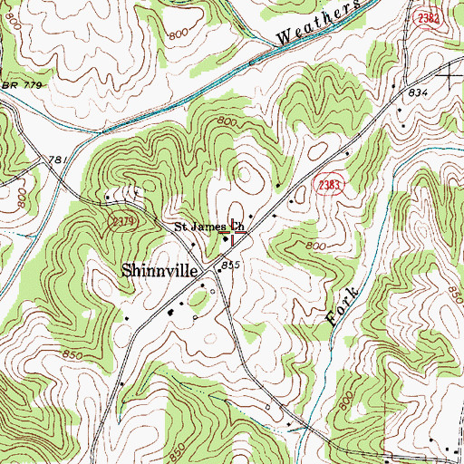 Topographic Map of Saint James Church, NC