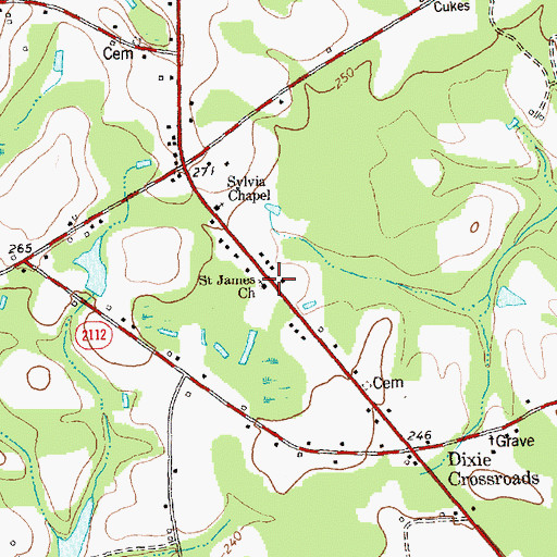 Topographic Map of Saint James Church, NC