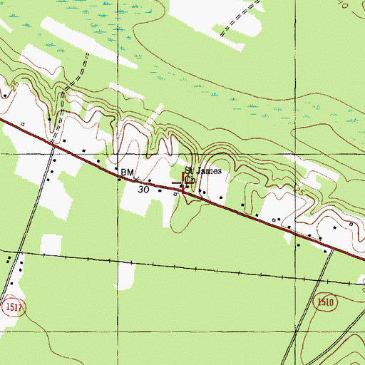 Topographic Map of Saint James Church, NC