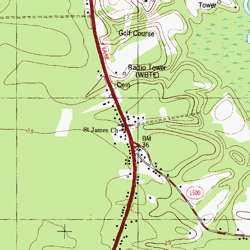 Topographic Map of Saint James Church, NC