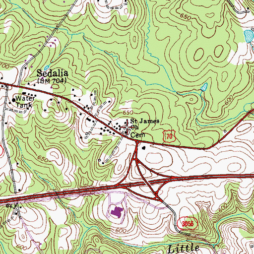 Topographic Map of Saint James Church, NC