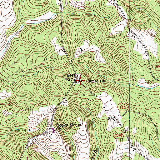 Topographic Map of Saint James Church, NC