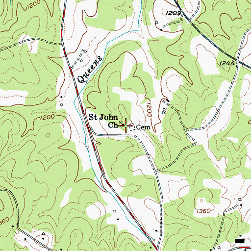 Topographic Map of Saint John Church, NC