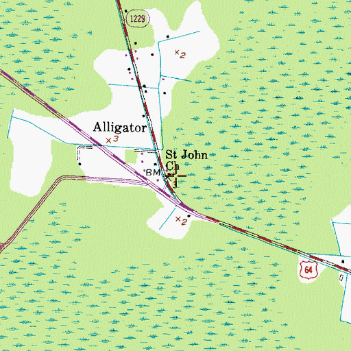 Topographic Map of Saint John Church, NC
