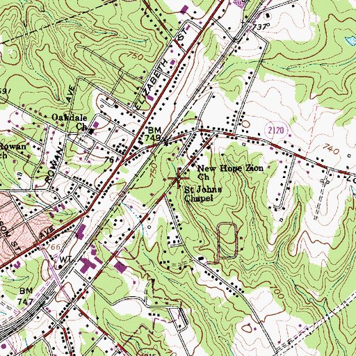 Topographic Map of Saint Johns Chapel, NC