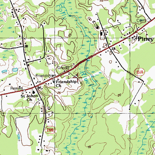 Topographic Map of Saint Johns Church, NC