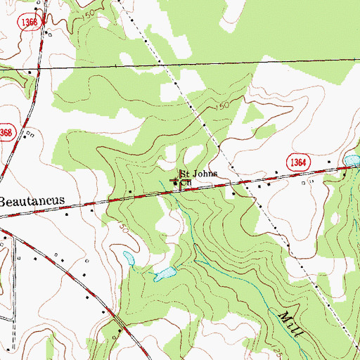 Topographic Map of Saint Johns Church, NC