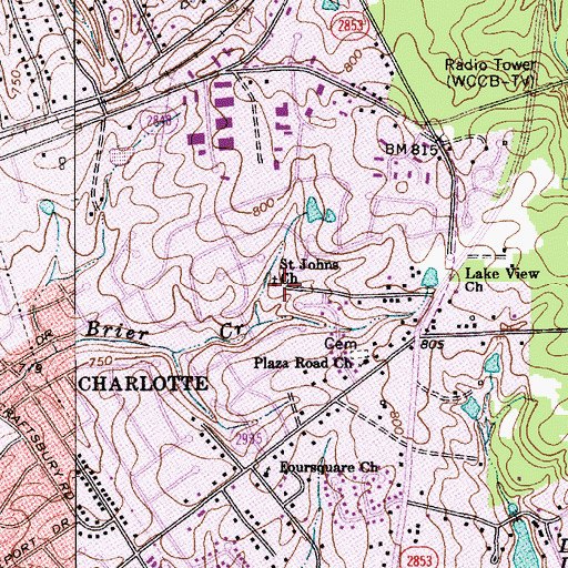 Topographic Map of Saint Johns Church, NC