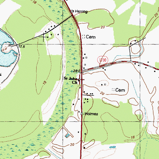 Topographic Map of Saint John Church, NC