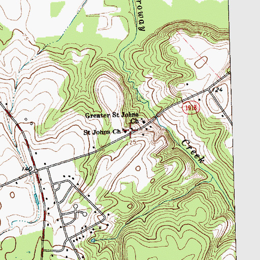 Topographic Map of Saint Johns Church, NC
