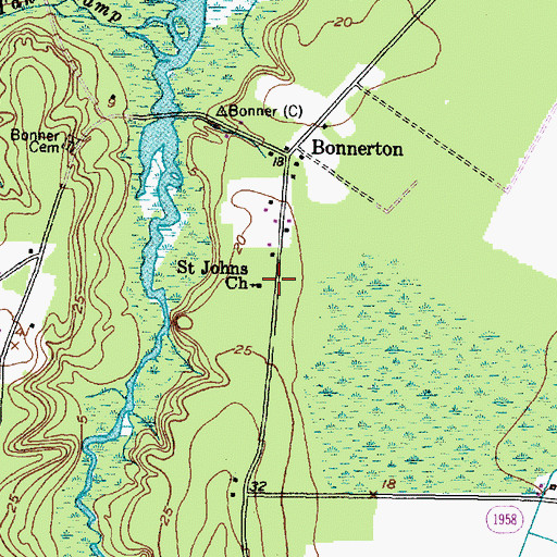 Topographic Map of Saint Johns Church, NC