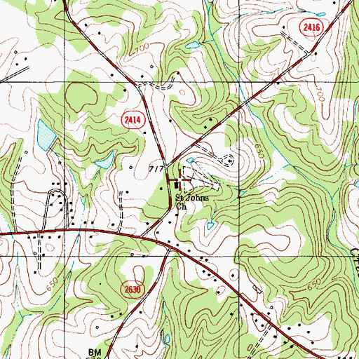 Topographic Map of Saint Johns Church, NC