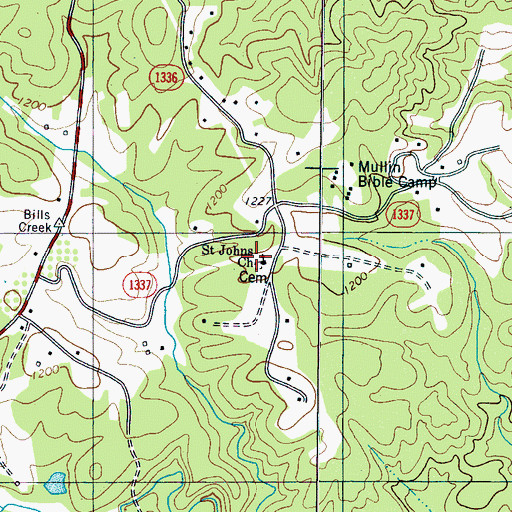 Topographic Map of Saint Johns Church, NC