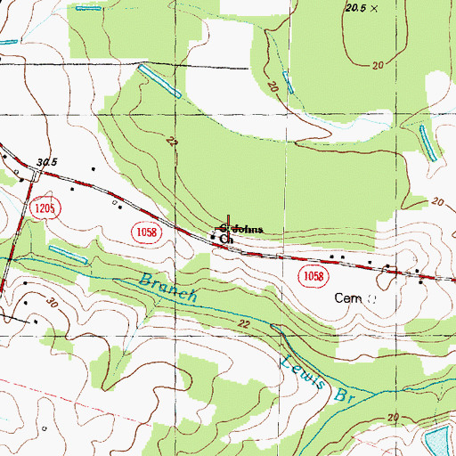 Topographic Map of Saint Johns Church, NC
