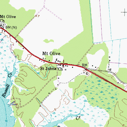 Topographic Map of Saint Johns Church, NC
