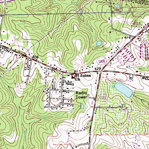 Topographic Map of Saint Johns Church, NC