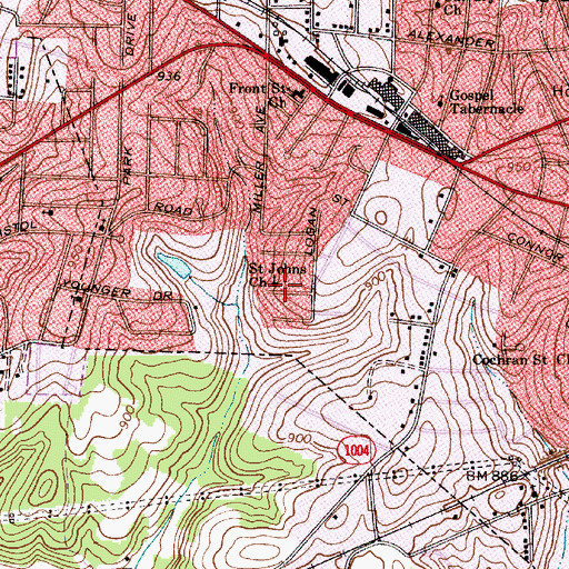 Topographic Map of Saint Johns Church, NC