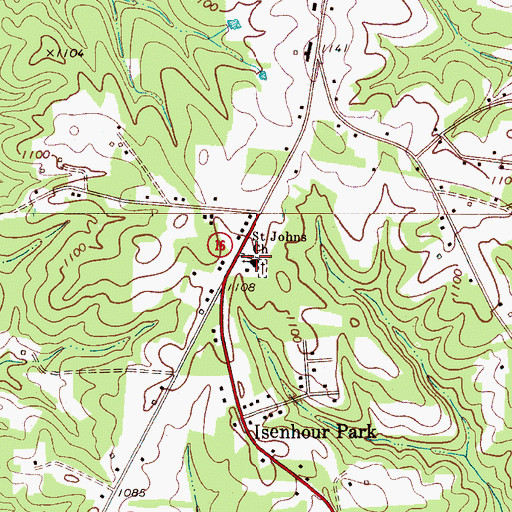 Topographic Map of Saint Johns Church, NC