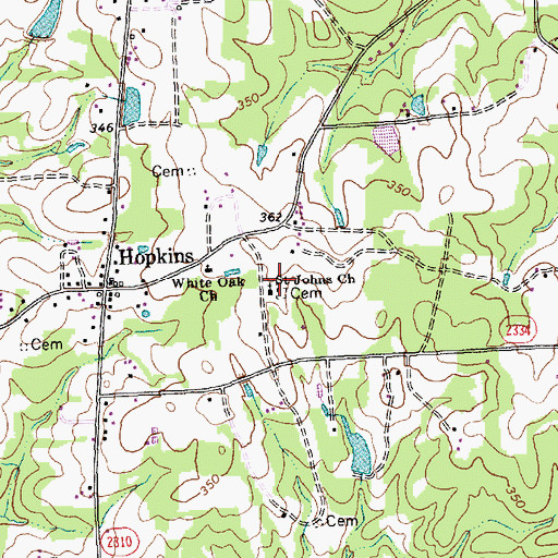Topographic Map of Saint Johns Church, NC