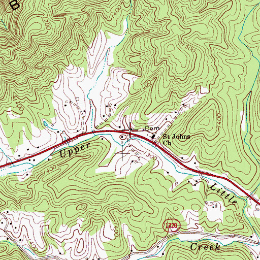 Topographic Map of Saint Johns Church, NC