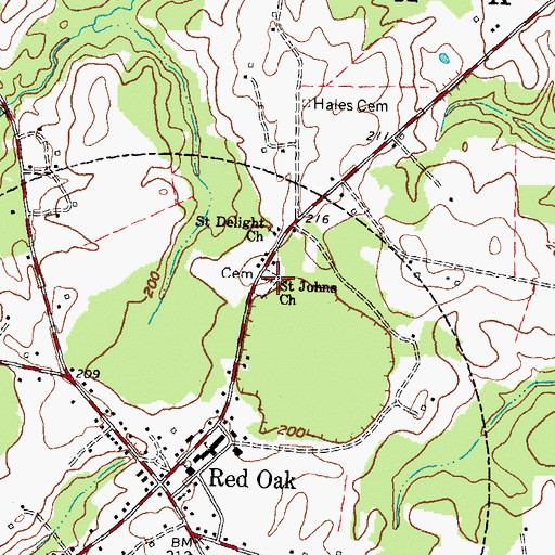 Topographic Map of Saint Johns Church, NC
