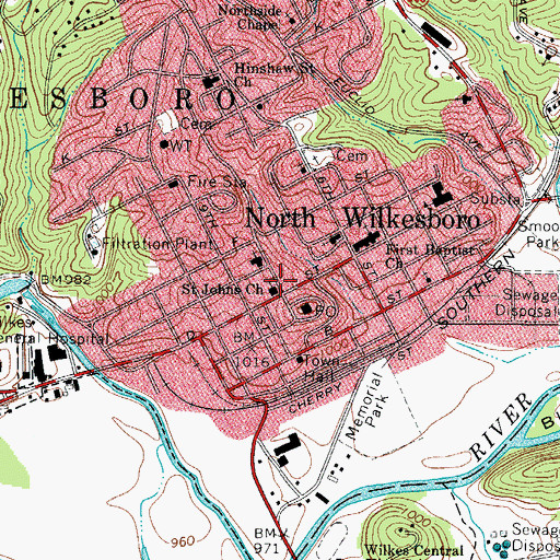 Topographic Map of Saint Johns Church, NC