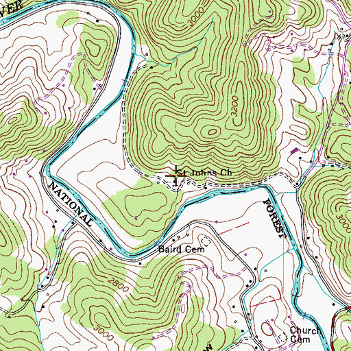 Topographic Map of Saint Johns Episcopal Church, NC