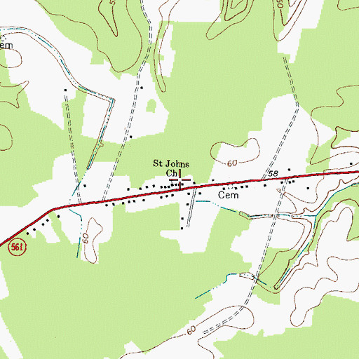 Topographic Map of Saint Johns Church, NC