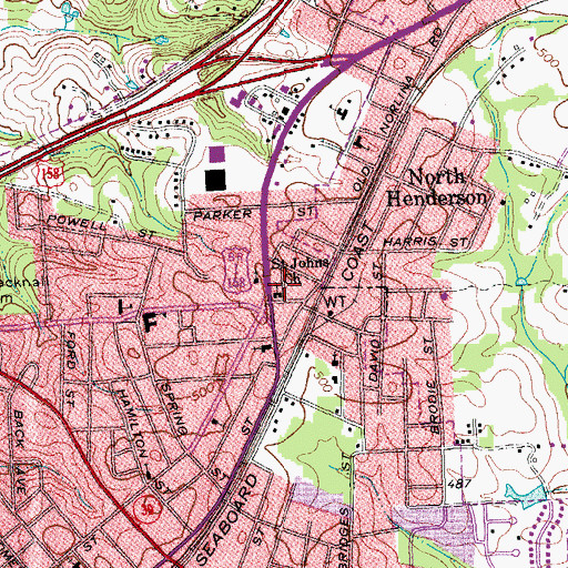 Topographic Map of Saint Johns Church, NC