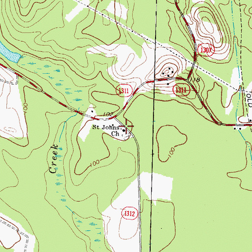 Topographic Map of Saint Johns Church, NC