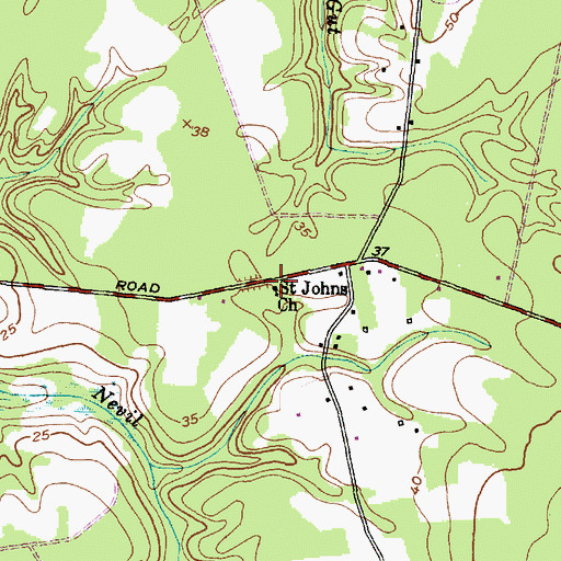 Topographic Map of Saint Johns Church, NC