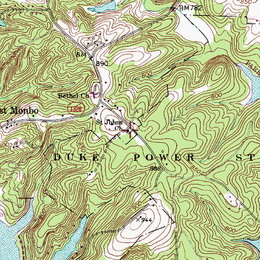 Topographic Map of Saint Johns Church, NC